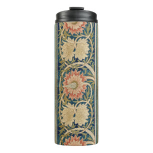 Termo Diseño Floral de Seda Rosa de William Morris Antig