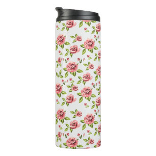 Termo diseño floral rosa arte hermoso
