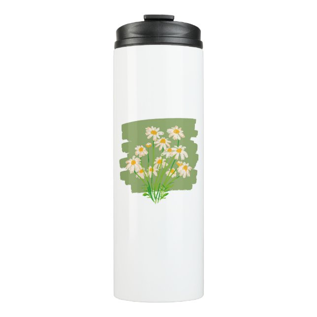 Termo Diseño Floral Rústico sobre Fondo Verde (Anverso)