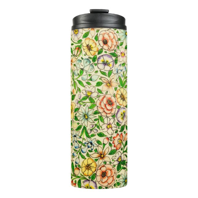 Termo Diseño floral tradicional de primavera india (Anverso)