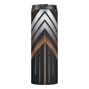 Termo Diseño geométrico de cobre y plata Art Deco