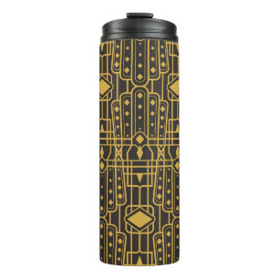 Termo Diseño geométrico de lujo art decó. Oro