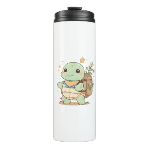 Termo Diseño Kawaii de Tortuga Viajera de Aventuras Lind