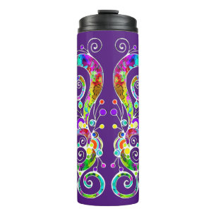 Termo Diseño pintado de mano cardíaca espiral 2