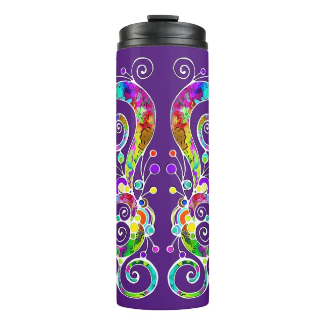 Termo Diseño pintado de mano cardíaca espiral 2 (Anverso)