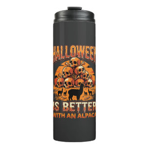 Termo Diseño Retro de Terror Cráneo de Alpaca de Hallowe