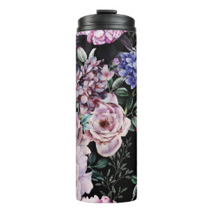 Termo Diseño Seamless de la acuarela floral oscura