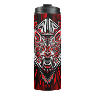 Termo Diseño Totémico Tribal Haida de Lobo