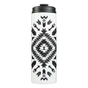 Termo Diseño tribal: blanco negro dibujado a mano