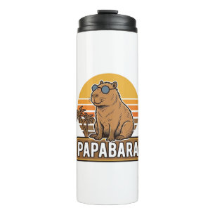 Termo Diseño vectorial PAPABARA Capybara padre retro_1
