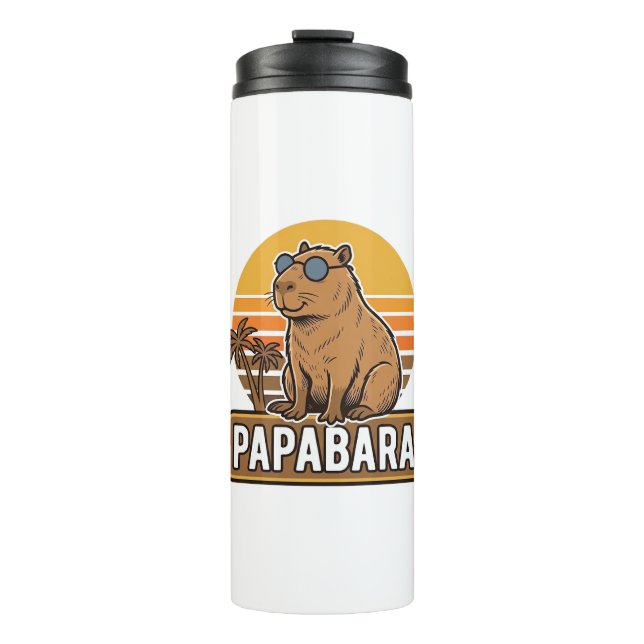 Termo Diseño vectorial PAPABARA Capybara padre retro_1 (Anverso)