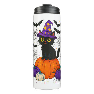 Termo Disfraz de Halloween de Calabaza Gato Bruja Negra