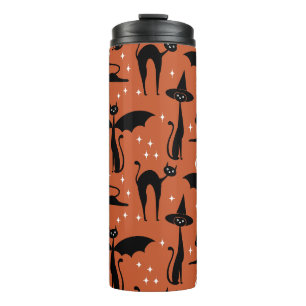 Termo Disfraz de Halloween MCM Minimalista Gatos Naranja