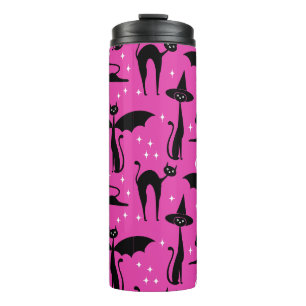 Termo Disfraz de Halloween MCM Minimalista Gatos Rosa