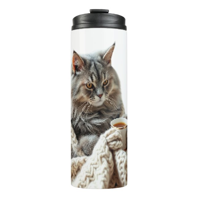 Termo Disfrutar del té de invierno del gato (Anverso)