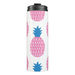 Termo Diversión a la piña, diseño vintage sin foco.