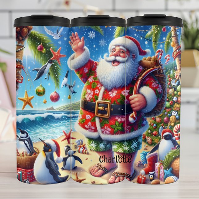 Termo Diversión de los Navidades de playa tropical de Sa (Subido por el creador)