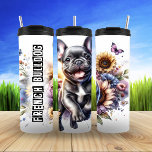 Termo Diversión floral del Bulldog francés