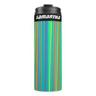 Termo Divertidas Rayas Verticales Verde Rosa Naranja NOM