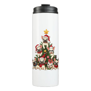 Termo Divertido árbol de Navidad francés Bulldog copos d
