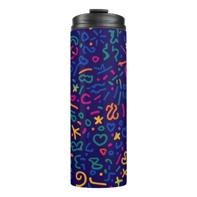 Termo Divertido doodle de formas vibratorias coloridas (Anverso)