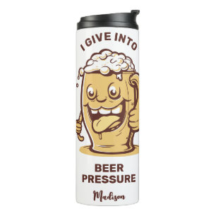 Termo Divertido nombre personalizado y cerveza de texto