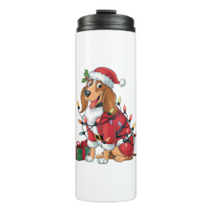 Termo Divertido perro de los alrededores de Navidad ilum