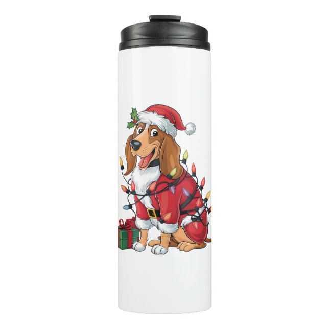 Termo Divertido perro de los alrededores de Navidad ilum (Anverso)