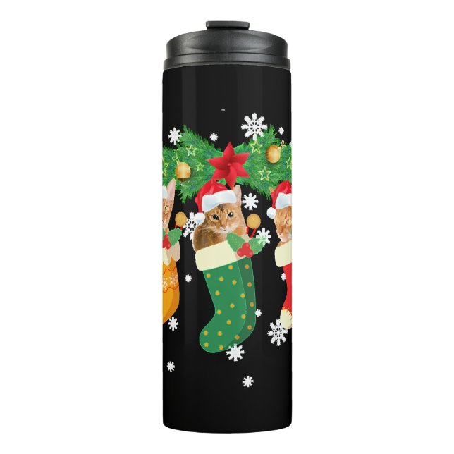 Termo Divertidos Navidades dan a la camiseta tres gatos  (Anverso)