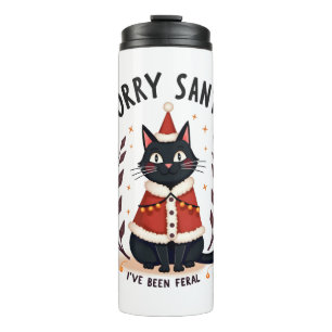 Termo Diviértete Lo siento Santa He sido Feral Gato Negr