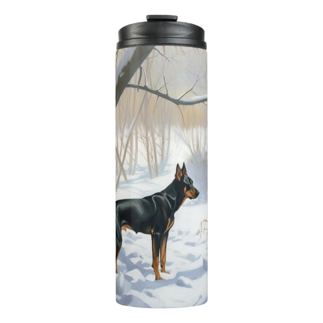 Termo Doberman Pinscher Deja que nieve Navidad (Anverso)
