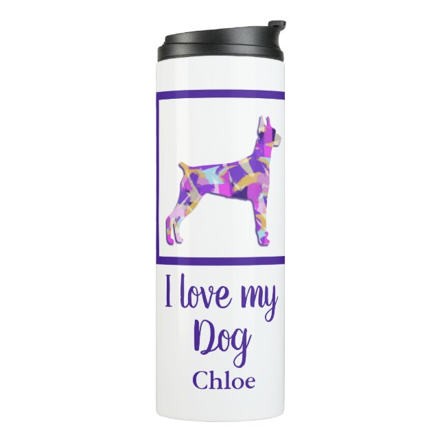Termo Doberman Pinscher Dog Silhouette Purple PY&B (Rotado hacia la izquierda)