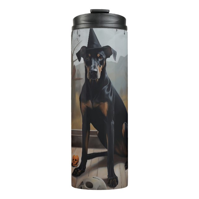 Termo Doberman Pumpkins Halloween Scary (Anverso)