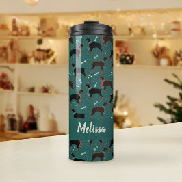 Termo Dobermanes rojos y negros en el patrón invernal de