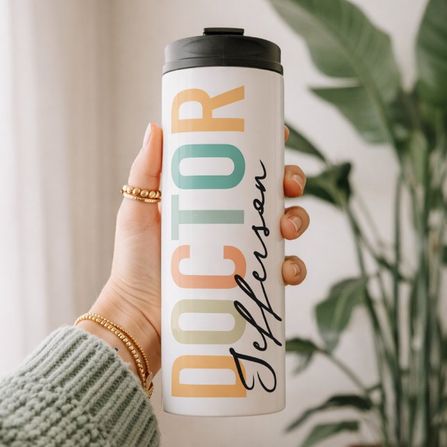 Termo Doctor Personalized Travel Cup Medical School Gift (Custom Gift for Doctors Coffee Tumbler, Doctor Name Cup Practical Medical Appreciation Gift for Her)