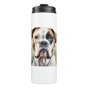 Termo Dog Boxer Pose en acuarela