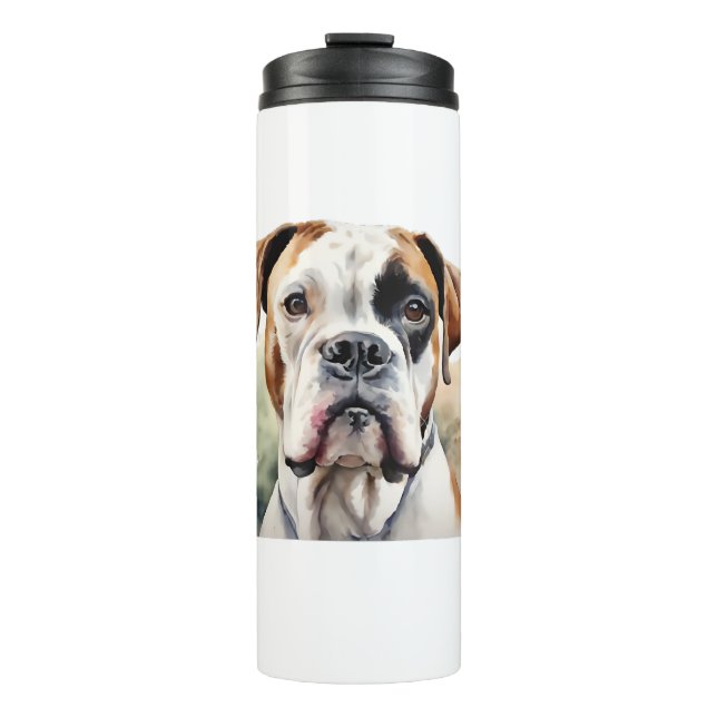 Termo Dog Boxer Pose en acuarela (Anverso)