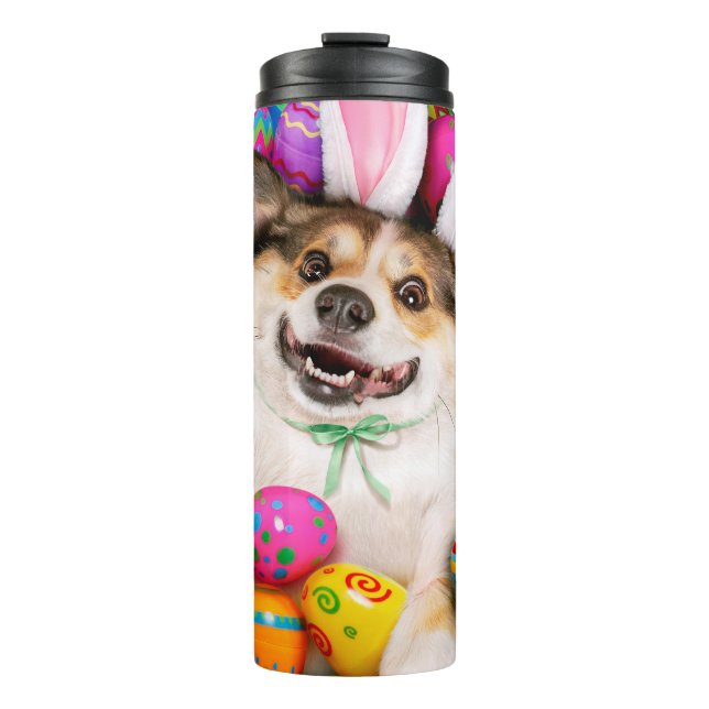 Termo Dog Laying on Easter Eggs (Anverso)