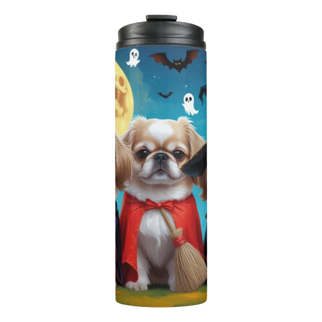 Termo Dogs pekingeses Calabaza Halloween Graciosa (Anverso)