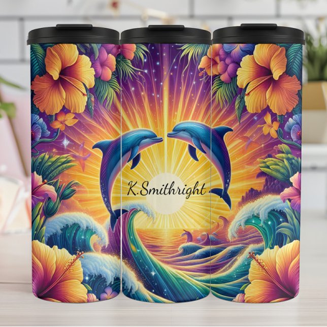 Termo Dolphin Love Sunset Tropical Paradise (Subido por el creador)