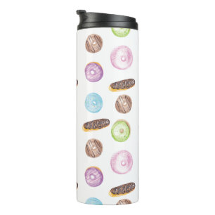 Termo Donas de acuarela patrón caprichoso pintado a mano