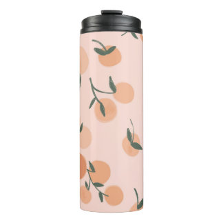 Termo Doodle Art: Patrón de cosecha de cerezos Naranjas