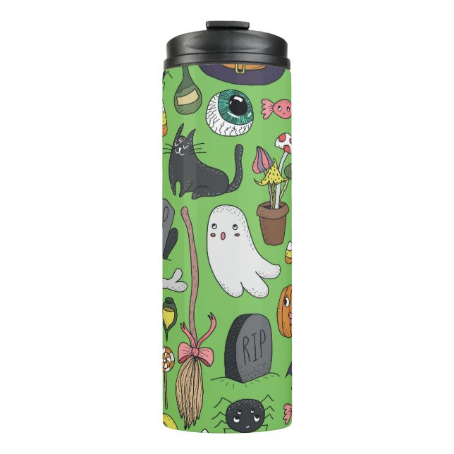 Termo Doodle de Halloween: Cuto concepto sin foco (Anverso)