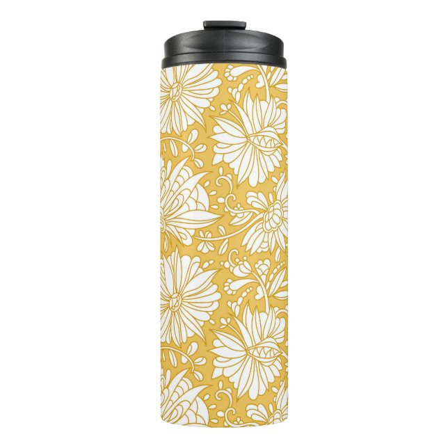 Termo Doodle dorado floral, abstracto dibujado a mano (Anverso)