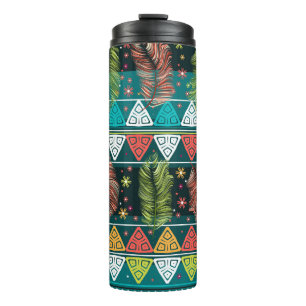 Termo Doodle Étnico Floral: Vintage suave.