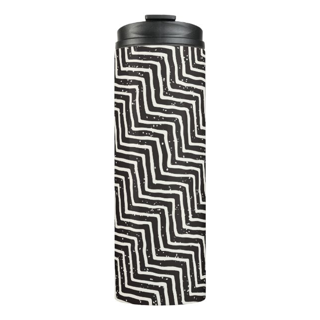 Termo Doodle geométrico abstracto: patrón blanco negro (Anverso)