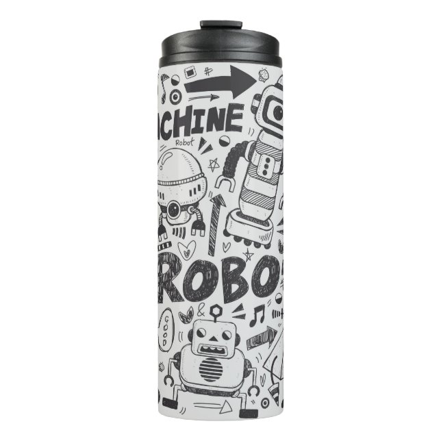 Termo doodle robot element, illustrator line tools drawi (Anverso)