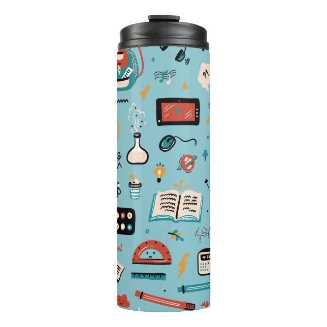 Termo Doodle School Suministros Icons vintage Seamless P (Anverso)