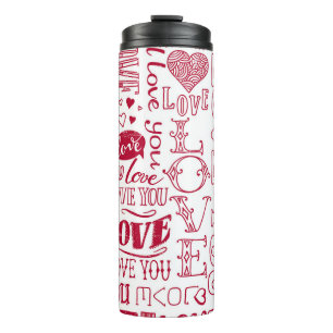 Termo Doodles de amor dibujados a mano, patrón encantado