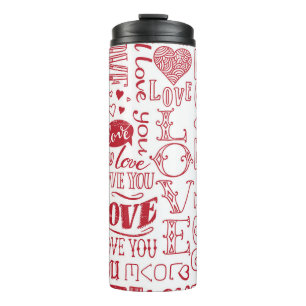 Termo Doodles de amor dibujados a mano, patrón encantado